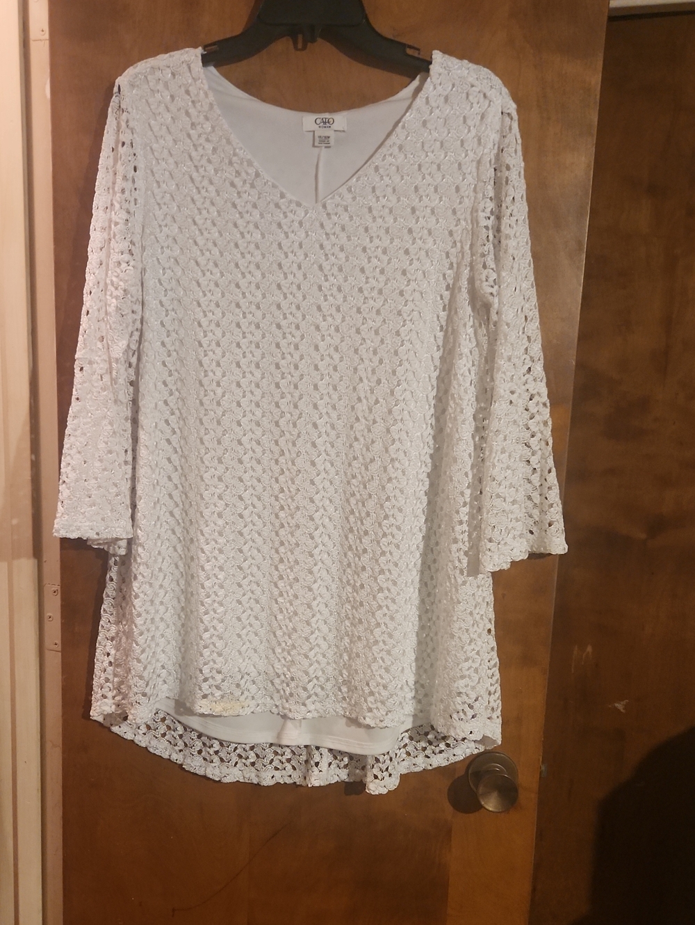 Cato White Crochet V-Neck Tunic